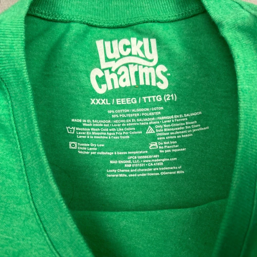 Lucky Charms Leprechaun Cereal Logo T Shirt Youth Girls 3XL Green Tee